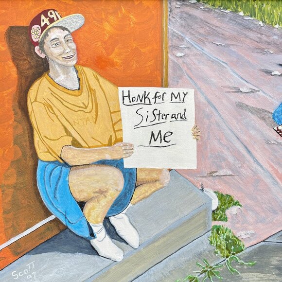 Original Framed Oil Painting Art on Canvas, Santa Fe Barrio - Picture 7 of 15